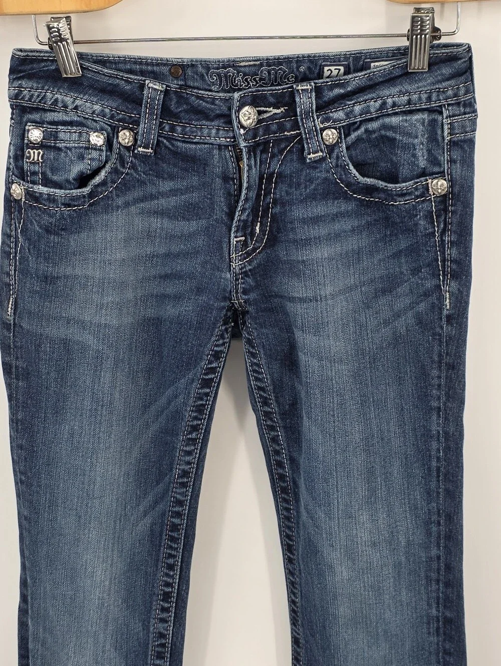 Miss Me Skinny Blingy Medium Wash Blue Size 27 Women's Y2K